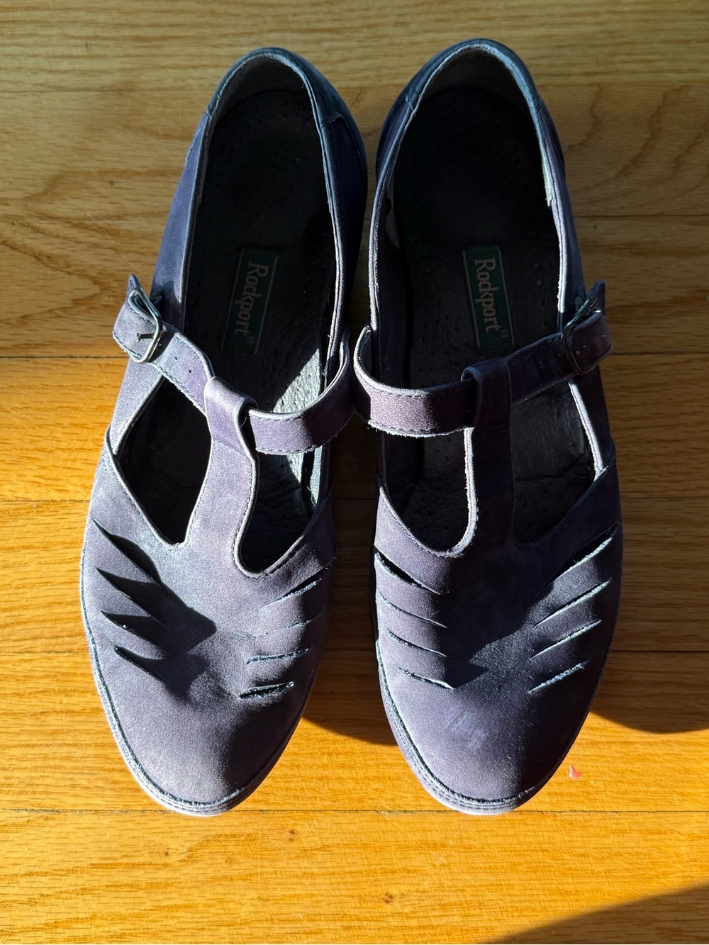 Vintage Rockport Navy Suede T-Strap Flats